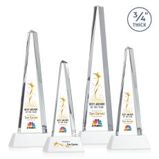 Majestic Tower Full Color White on Newhaven Base Towers Crystal Award - Full Color Imprint