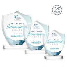 Scudo Shield Full Color Clear on Alberton Base Unique Crystal Award - Awards and Trophies