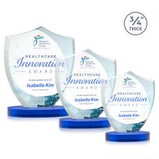 Scudo Shield Full Color Blue on Alberton Base Unique Crystal Award - Awards and Trophies