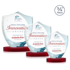 Scudo Shield Full Color Red on Alberton Base Unique Crystal Award - Awards and Trophies