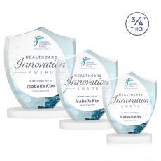 Scudo Shield Full Color White on Alberton Base Unique Crystal Award - Crystal Awards