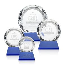Seville Blue on Entwhistle Base Circle Crystal Award - Crystal Awards