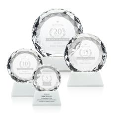 Seville White on Entwhistle Base Circle Crystal Award - Crystal Awards