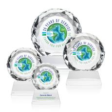 Seville Full Color Clear on Entwhistle Base Circle Crystal Award - Full Color Imprint