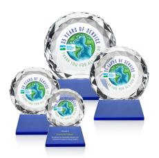 Seville Full Color Blue on Entwhistle Base Circle Crystal Award - Crystal Awards