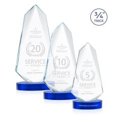 Sheridan Blue on Alberton Oval Base Unique Crystal Award - Crystal Awards