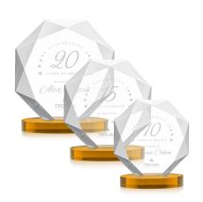Kitchener Amber on Alberton Base Polygon Crystal Award - Crystal Awards