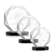 Kitchener Black on Alberton Base Polygon Crystal Award - Crystal Awards