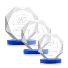 Kitchener Blue on Alberton Base Polygon Crystal Award - Crystal Awards