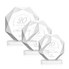 Kitchener White on Alberton Base Polygon Crystal Award - Crystal Awards