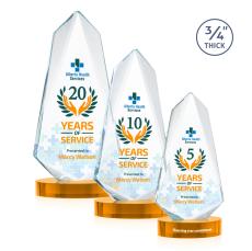 Sheridan Full Color Amber on Alberton Base Unique Crystal Award - Awards and Trophies