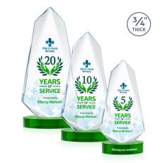 Sheridan Full Color Green on Alberton Base Unique Crystal Award - Colored Crystal Awards