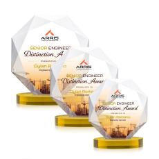 Kitchener Full Color Gold on Alberton Base Polygon Crystal Award - Awards and Trophies