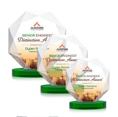 Kitchener Full Color Green on Alberton Base Polygon Crystal Award - Crystal Awards