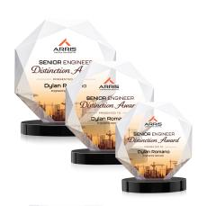 Kitchener Full Color Black on Alberton Base Polygon Crystal Award - Crystal Awards