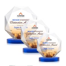 Kitchener Full Color Blue on Alberton Base Polygon Crystal Award - Colored Crystal Awards