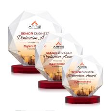 Kitchener Full Color Red on Alberton Base Polygon Crystal Award - Crystal Awards