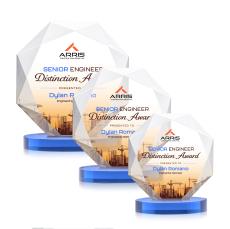 Kitchener Full Color Sky Blue on Alberton Base Polygon Crystal Award - Crystal Awards
