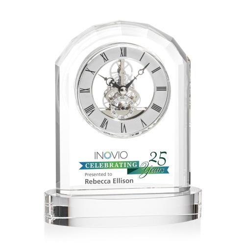 Awards and Trophies - Crystal Awards - Birkdale Full Color Clock on Base