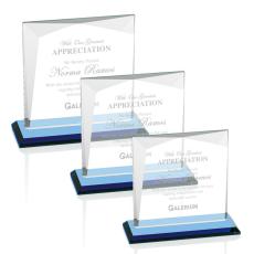 Employee Gifts - Tanner Sky Blue  Square / Cube Crystal Award