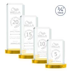 Dalton Gold on Alberton Base Rectangle Crystal Award - Full Color Imprint