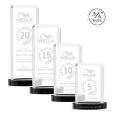Dalton Black on Alberton Base Rectangle Crystal Award - Full Color Imprint