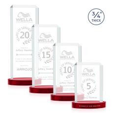 Dalton Red on Alberton Base Rectangle Crystal Award - Crystal Awards