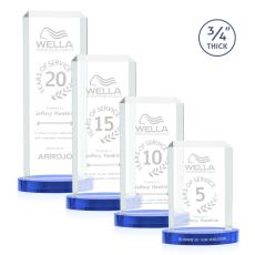Dalton Sky Blue on Alberton Base Rectangle Crystal Award - Crystal Awards
