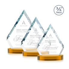 Apex Amber on Alberton Base Diamond Crystal Award - Crystal Awards