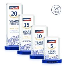 Dalton Full Color Blue on Alberton Base Rectangle Crystal Award - Full Color Imprint