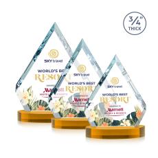 Apex Full Color Amber on Alberton Base Diamond Crystal Award - Full Color Imprint