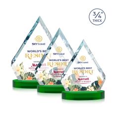 Apex Full Color Green on Alberton Base Diamond Crystal Award - Awards and Trophies
