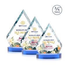 Apex Full Color Sky Blue on Alberton base Diamond Crystal Award - Awards and Trophies