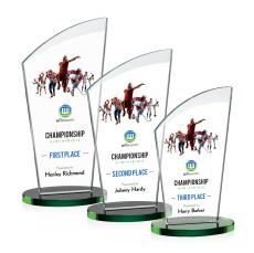 Tomkins Full Color Green Peaks Crystal Award - Awards and Trophies