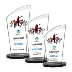 Tomkins Full Color Black Peaks Crystal Award - Full Color Imprint