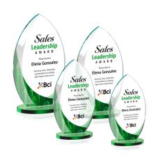 Windermere Full Color Green Flame Crystal Award - Full Color Imprint