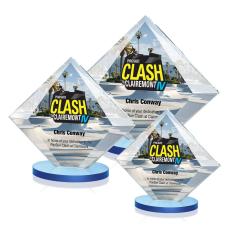Teston Full Color Sky Blue Diamond Crystal Award - Full Color Imprint