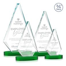 Windsor Green on Alberton Base Diamond Crystal Award - Colored Crystal Awards