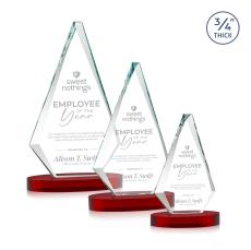 Windsor Red on Alberton Base Diamond Crystal Award - Colored Crystal Awards