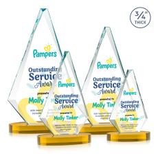 Windsor Full Color Amber on Alberton Base Diamond Crystal Award - Full Color Imprint