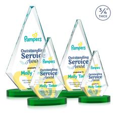 Windsor Full Color Green on Alberton Base Diamond Crystal Award - Colored Crystal Awards