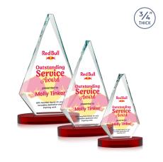 Windsor Full Color Red on Alberton Base Diamond Crystal Award - Colored Crystal Awards