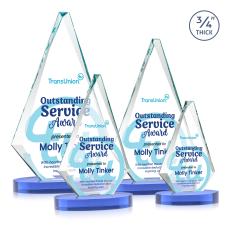 Windsor Full Color Sky Blue on Alberton Base Diamond Crystal Award - Awards and Trophies