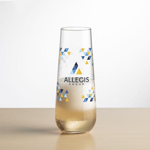 Corporate Gifts - Barware - Champagne Flutes - Cannes Stemless Flute - Full Color