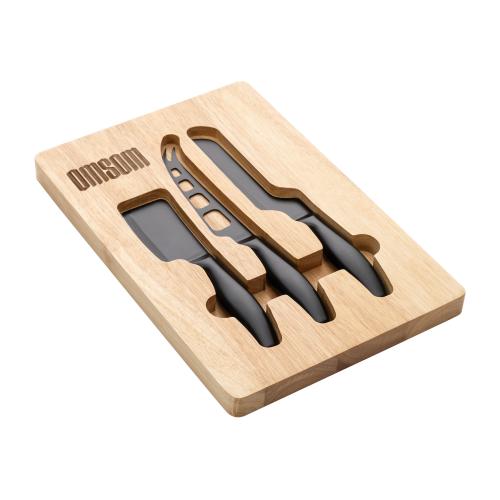 Promotional Products - Housewares - Cutting Boards - Barossa Serving Board w/3 Cheese Knives