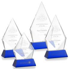 Shelton Blue on Newhaven Base Diamond Crystal Award - Colored Crystal Awards