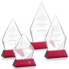 Shelton Red on Newhaven Base Diamond Crystal Award - Colored Crystal Awards