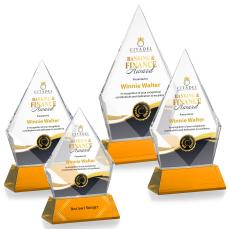 Shelton Full Color Amber on Newhaven Base Diamond Crystal Award - Full Color Imprint