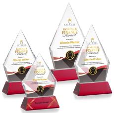 Shelton Full Color Red on Newhaven Base Diamond Crystal Award - Crystal Awards