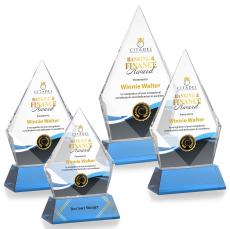 Shelton Full Color Sky Blue on Newhaven Base Diamond Crystal Award - Crystal Awards